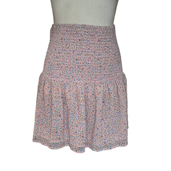 Elodie Womens Floral Smocked Elastic Waist Mini Skirt M Multicolor NWT - Picture 2 of 11